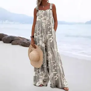 2025 Summer Fashion Choice! New Women's Digital Printed Jumpsuit with Buttons in Ethnic Style