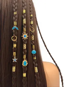 Boho Oceanic Hair Jewelry Set, 45pcs Baroque Pearl Seashell Dreadlock Hair Rings, Ideal for Festival & Beach Wear, Punk Style Stylish Accessory