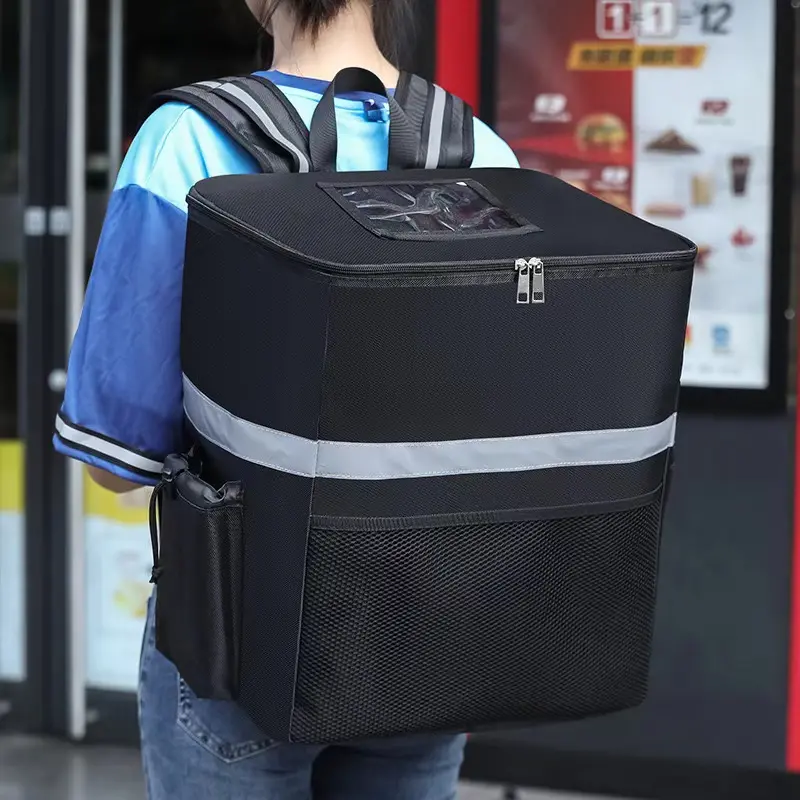 7 x 13.8" x 9.8", Commercial Insulated Food DInsulated Bags For Food Delivery XL - delivery Bag w/ Divider, Waterproof & Foldable Catering Bag Food Deliveries, Delivery Pizza Bags