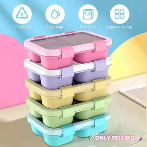 Four New Lunch Box Set, Travel Snack Container, Fashion Macaron Color Meal Box, Salad Lunch Box, Sealed Fruit Box with Transparent Lid, Meal Prep Containers Microwave Safe