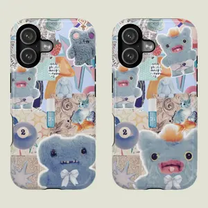 Screech & Gaptooth Mcgoo Blue Fuggler Phone Case | Pastel Plushcore Weirdcore Aesthetic | Cute Vintage Scrapbook Phone Cover | Cover for IPhone 17 16 15 14 13 12 SE Max Pro Samsung galaxy Ultra 21 22 23 24 25