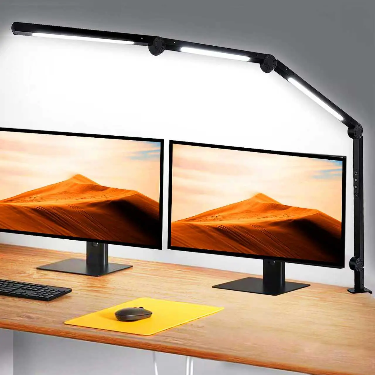 ARTBLEPRO LED Desk Lamp with Clamp, 4 Sections Arm, Flexible Swing Arm, 3 Light Sources, 4 Color Modes, 5 Brightness Levels, Eye-Caring Soft Lights, Flicker-Free, Aluminum Body, Memory Function, Adjustable Indoor Lighting