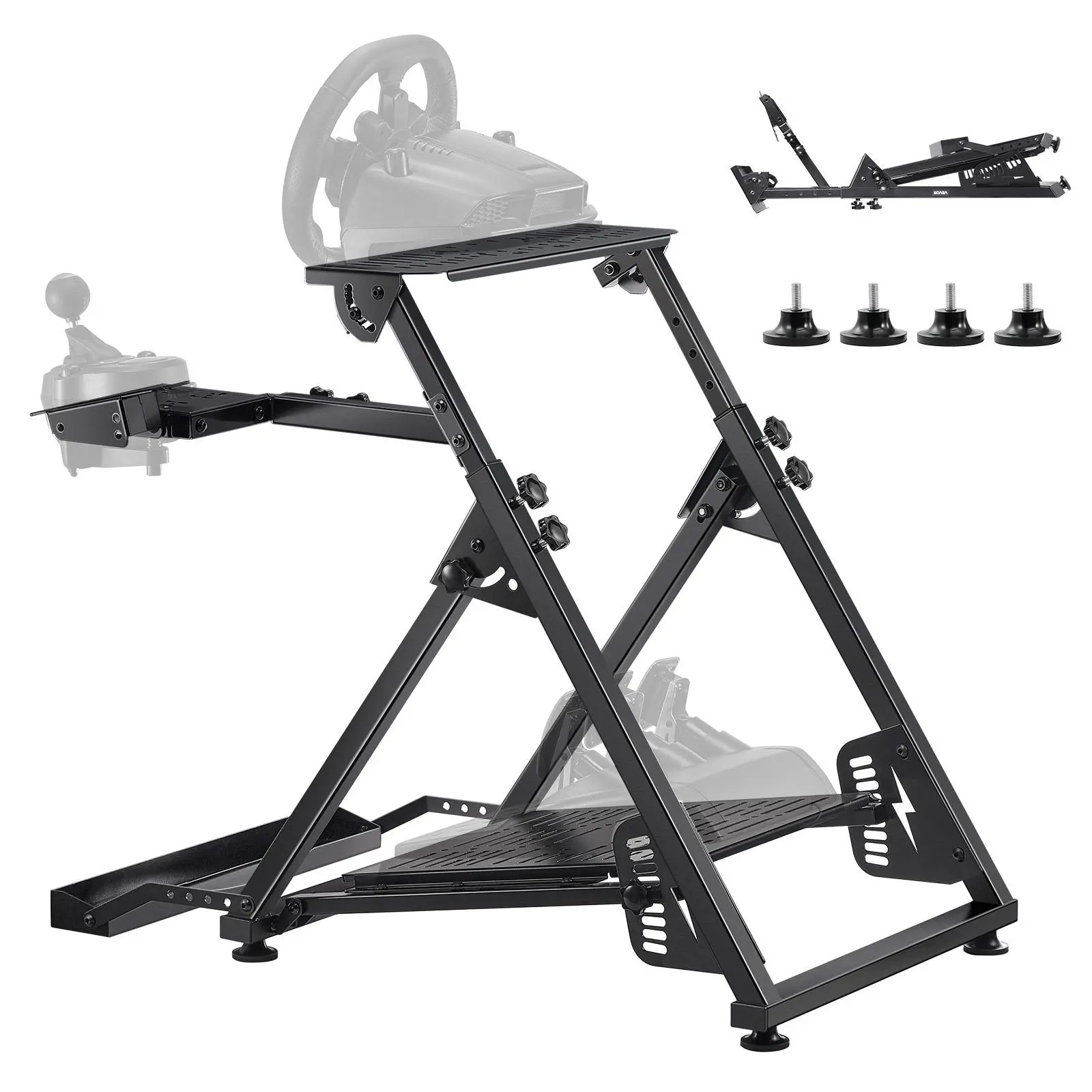 【Summerfinds】VEVOR Racing Wheel Stand, Adjustable & Foldable Simulator Stand for Logitech G923 G920 G29 G27, Thrustmaster T300RS TX F458 T500RS T3PA-PRO(F1/GT) Gaming Cockpit,Pedals Simulator NOT Included
