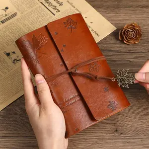 A6 Vintage Leather Travel Notebook – Brown PU Leather Refillable Journal with 5 Money Envelopes – Pocket Sized Flip Notebook for Men Women – Rustic Retro Notepad for Sketching, Diary & Gift
