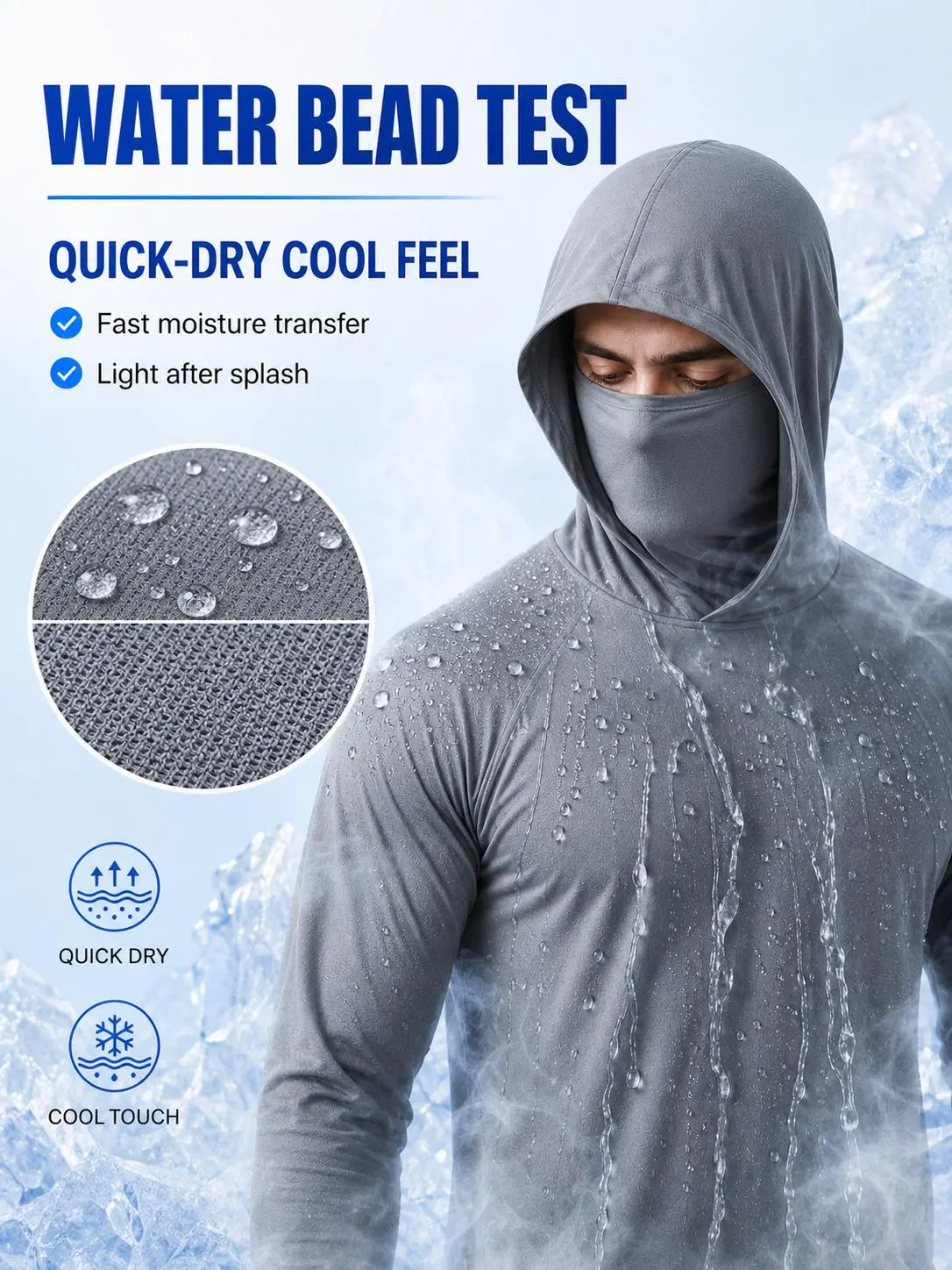 Men's 6-Pack Minimalist Sun Protection Long-Sleeve Breathable Hoodies - Solid, All-Season, Full-Coverage Polyester Tops with Built-In Mask for Hot Weather Outdoor Jobs, Sports, Mens Clothing