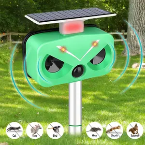 Ultrasonic Solar Animal Repeller, Deters Mice, Squirrels, Raccoons, Outdoor Use, Farm, Garden, Yard, Motion Detection, Solar Energy, Solar Panel, Audible Alarm, LED Flashing, Pest Control, Model Xinghao Sjz-028-2