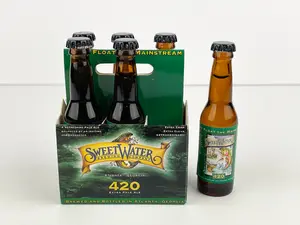 SweetWater Brewing Co 6 Pack 420 Ale Mini Glass Beer Bottles Carton Miniature 3"