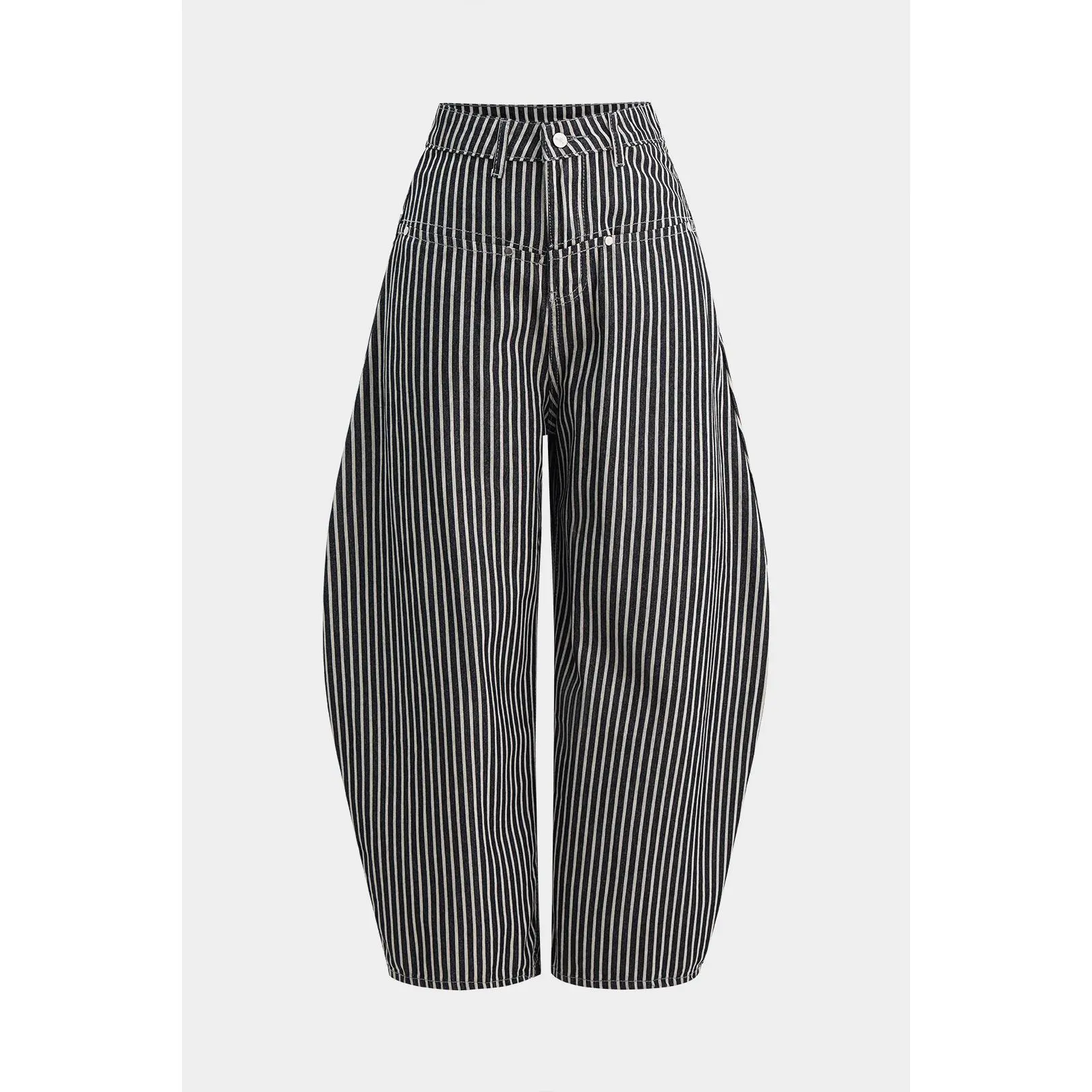 Stripes Print Barrel Pants