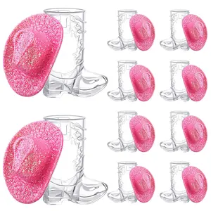 20/40 Pcs Mini Cowboy Boot Shaped Shot Glasses Reusable Cowgirl Hat Boot Cups Neon Drinkware Set Tiny Glitter Shots for Disco Cowgirl Birthday Bachelorette Party Graduation Season Rodeo Night Pink Hen’s Favors Mexican Party Centerpieces