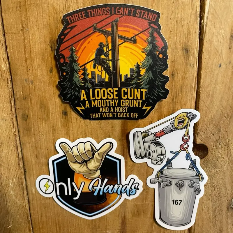Lineman Sticker Pack – February Edition | Hard Hat & Toolbox Stickers | Blue Collar Linemen | Bucket Truck Stickers
