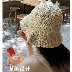 Pure hand-woven straw hat women's summer breathable sunshade sunscreen hat UV protection