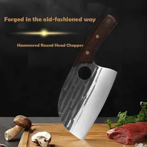 Hand Forged Domestic Round Head Boning Knife Sharp Bone Cutting Knife , Outdoor Bone Cutting Knife Blade Knives