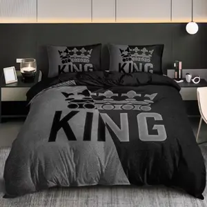 3pcs Bedding Set (1 Fitted Sheet + 2 Pillowcases), High-Definition Letter Print, Soft Breathable Polyester Fiber, Breathable Duvet Set, Soft Bedding Sets, Bed Sheets Set, Bedroom Bedding Set
