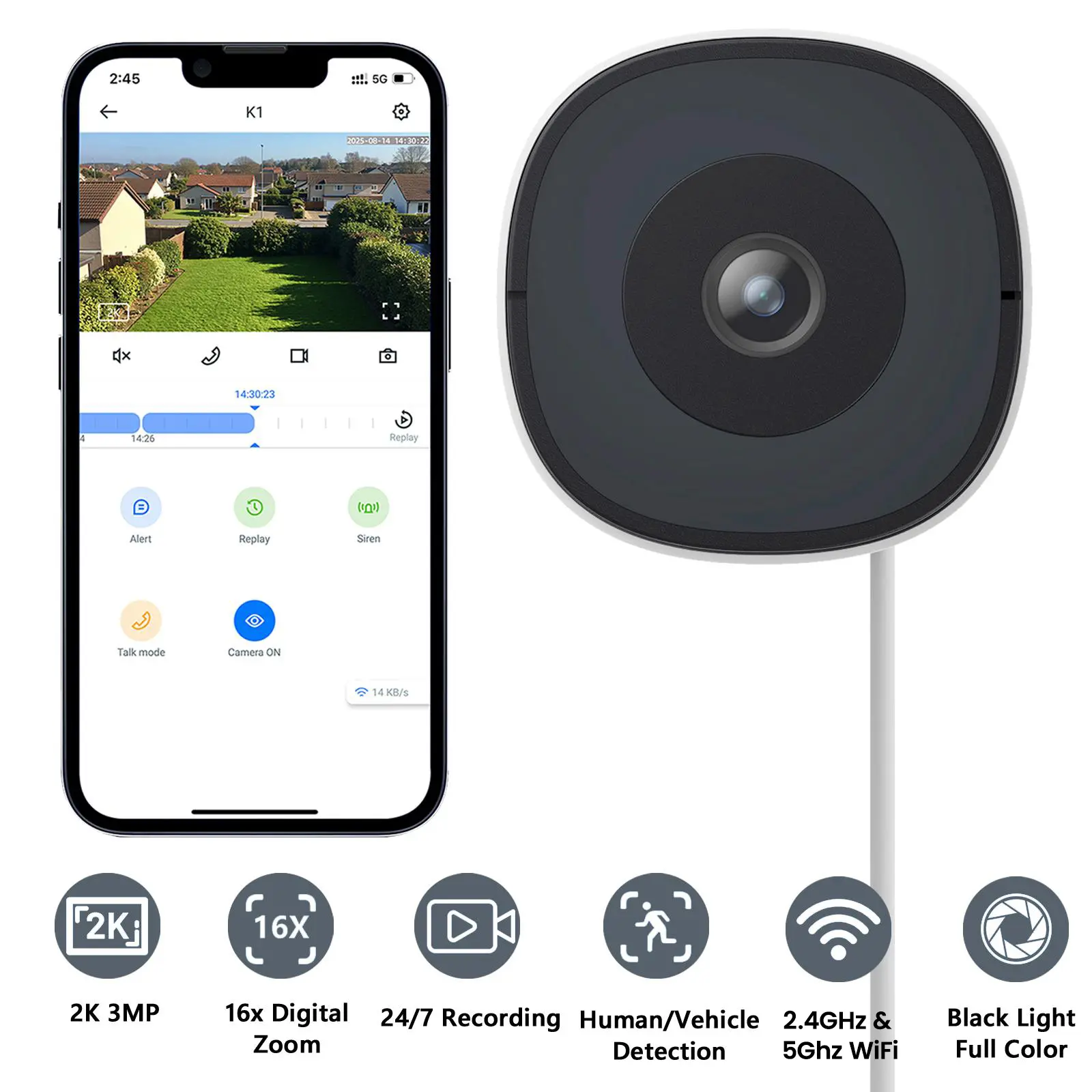 Wansview 3MP 2K Window Security Camera,  2.4GHz&5Ghz WiFi Indoor Cameras, 16X Digital Zoom, AI Full-Color Night Vision, Person & Motion Detection, 24/7 Recording, SD/Cloud Storage(optional),Easy Setup, Works with Alexa & Google Home, ONVIF/RTSP
