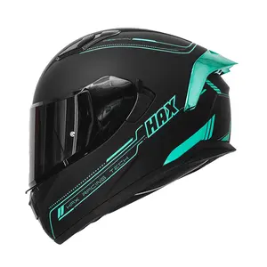 HAX Matte Black Aqua Motorcycle Helmet OB-MBK-AQA PROFESSIONAL UPGRADE DOT ECE Certified Aerodynamic Design with Dual Visors