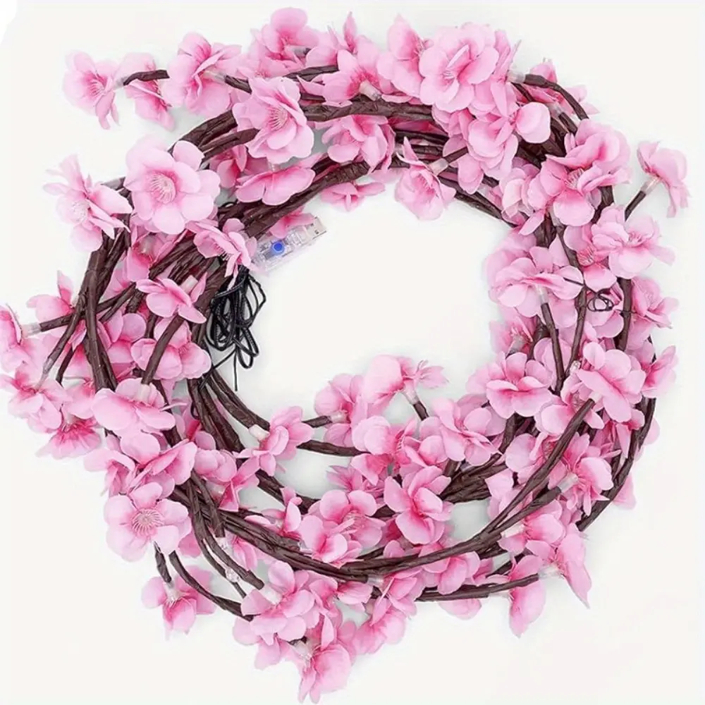 1pc 72 LED Pink Cherry Blossom Lights Tree Branch Lights for Wall, Twinkle Garland, Willow Vine Decoration Light, Home Decor, Indoor String Lights, Seasonal Decoration, Bedroom Wedding Christmas Decor, Night Light, Party Holiday Light
