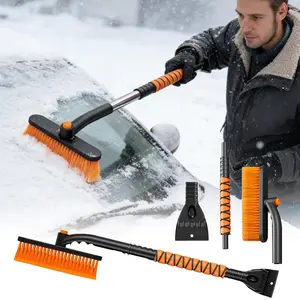 2 in 1 Snow Brush for SUV, 360° Pivoting Extendable Long Snow Brush for Car, Snow and Ice Scrapers for Windshield with Ergonomic Foam Grip for Car Truck SUV, Winter Car Accessories
