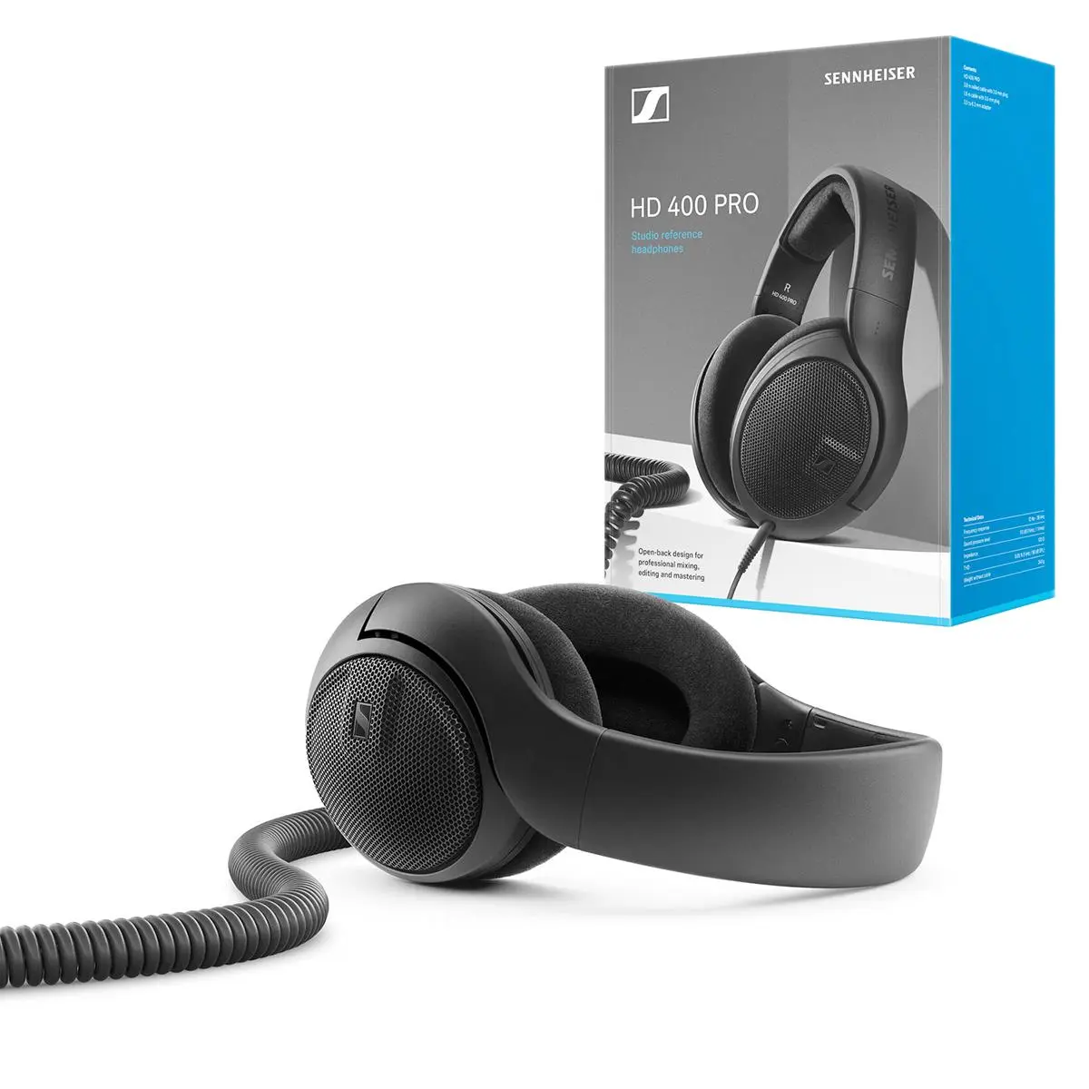 Sennheiser HD400PRO-U Professional Wired Electronic Studio Headphones, Durable Around-Ear Design for Studio Use, Collapsible Build & Dual Cables