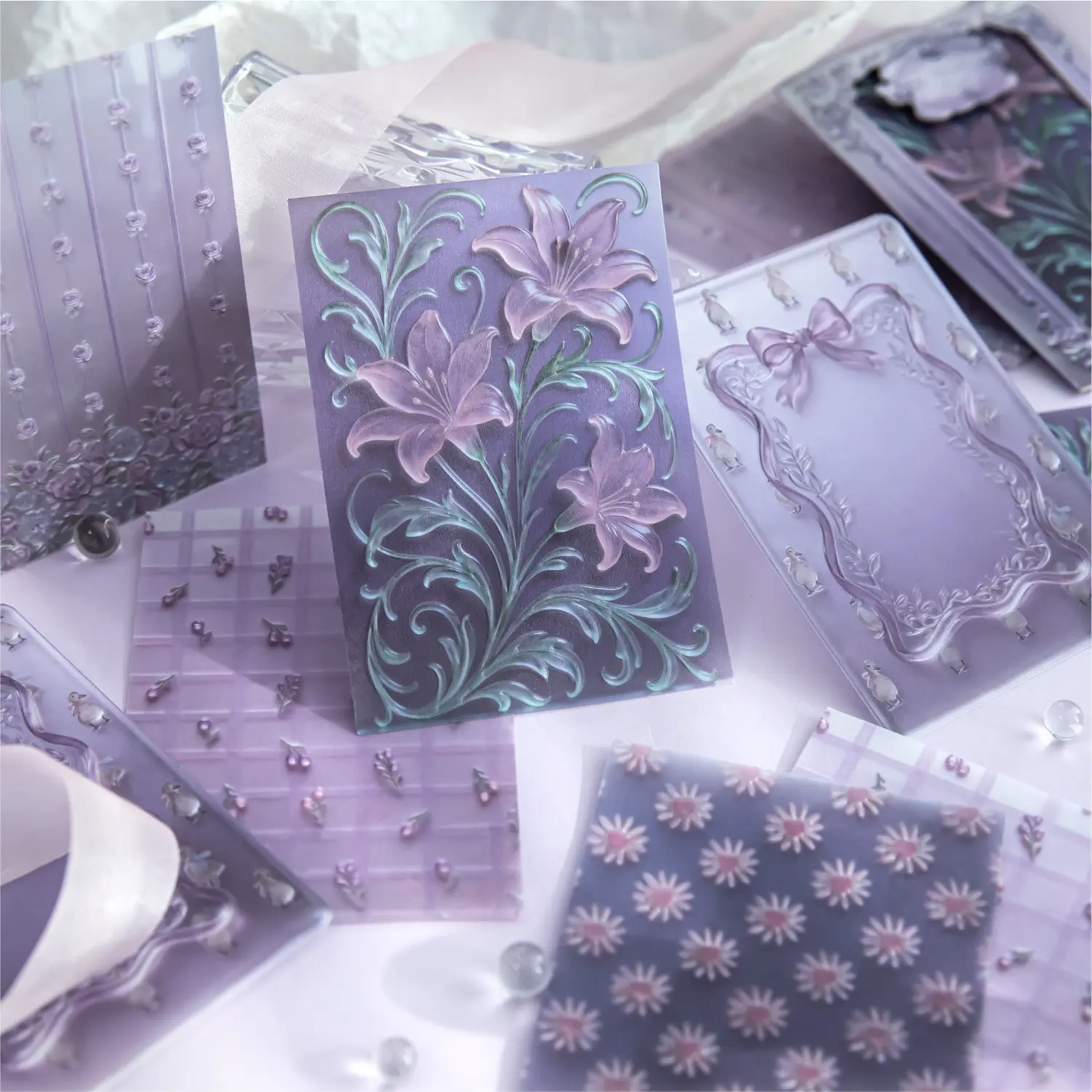 60 Pcs Translucent Vellum Paper Rectangle Cutouts - "Soft Glass Garden" Ins-Style, 2.91 in Printed Image Collage Sheets, Ideal for DIY Scrapbooking & Stamping Creative Projects