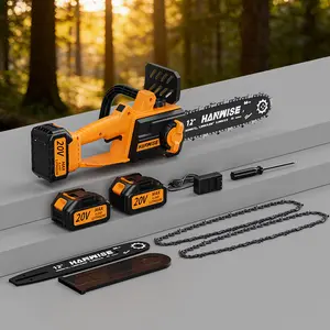 HANWISE 12 inch brushless electric chain saw, enhanced handheld design, with wireless and portable functions. Suitable for cutting wood, pruning trees, and maintaining courtyards and gardens. It is an excellent gift choice for men and husbands.
