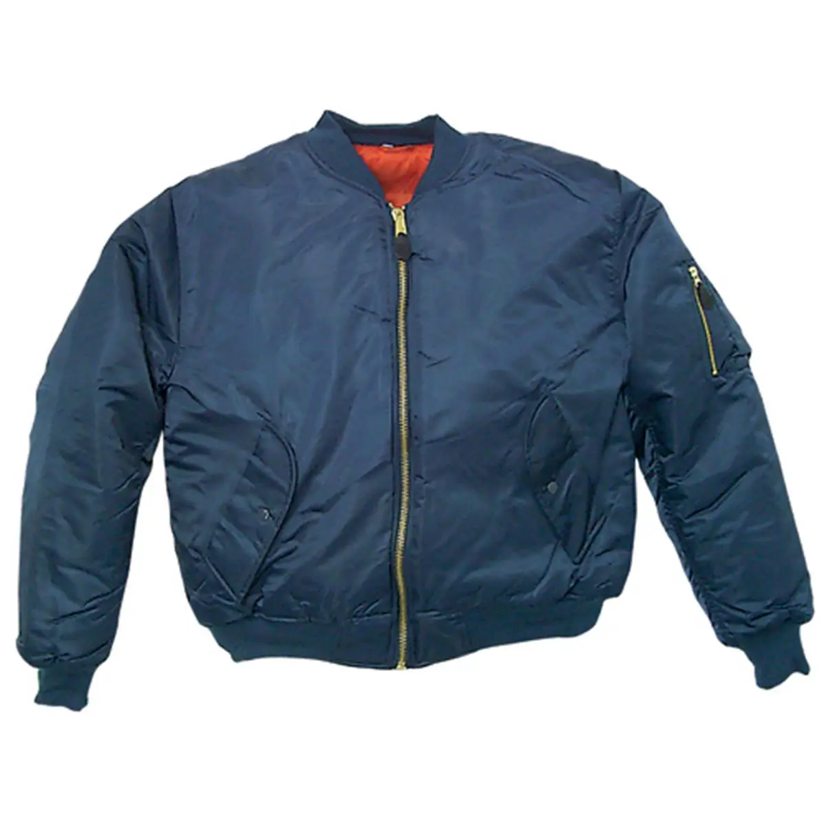 212 MAIN Men's Nylon Polyester Knit Long Sleeve MA-1 Flight Jacket - Modest Fashion Casual Orange, Navy Zippered Outerwear, Sizes XS-7XL, Menswear Coats, Jackets