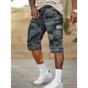 Men’s Camouflage Cargo Cropped Pants – High Stretch Drawstring Multi Pocket Joggers for Outdoor, Tactical, Hiking & Streetwear Style