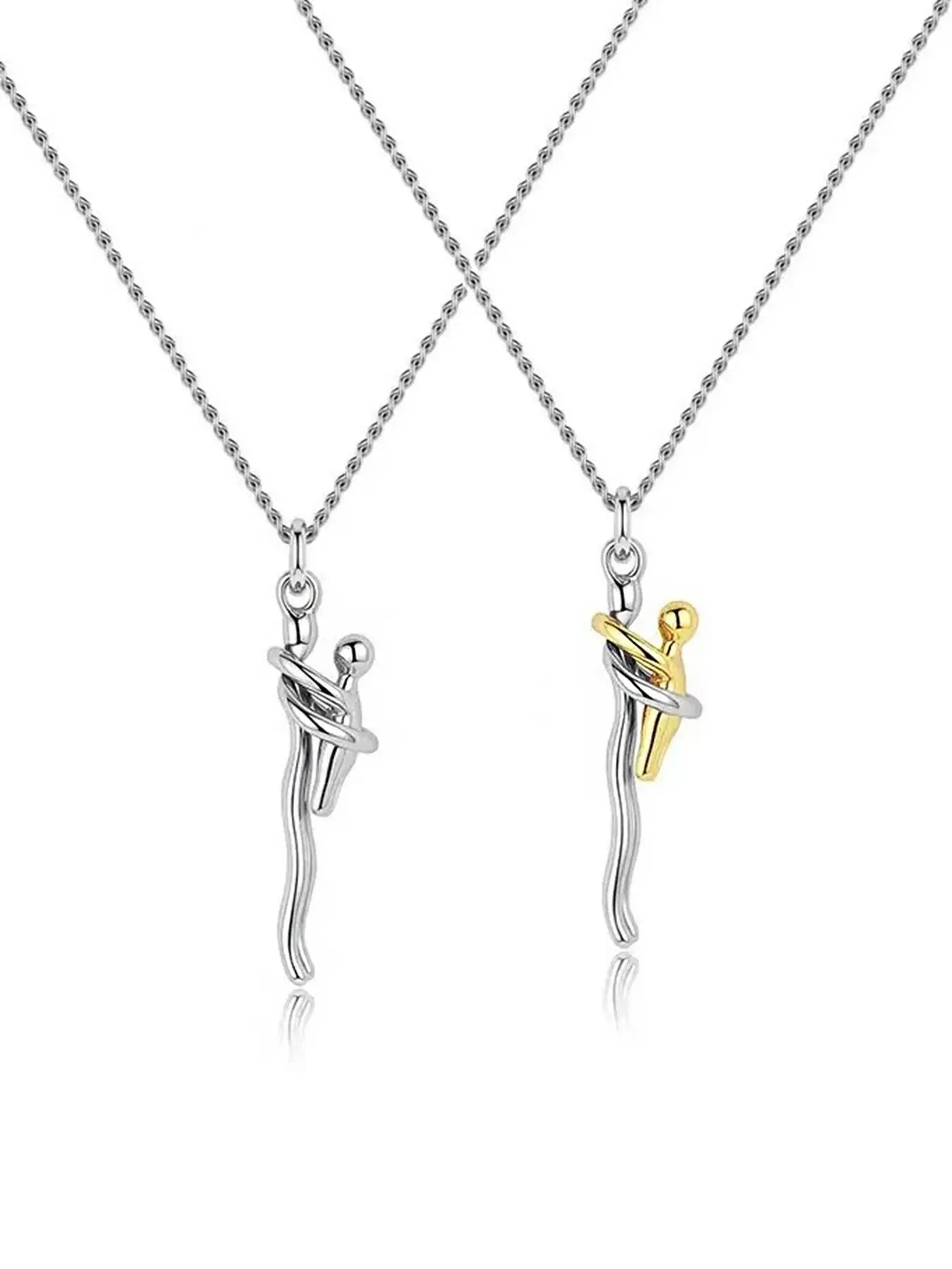 Two-tone hugging necklace, hugging pendant necklace, detachable mother and child pendant, DIY heart-shaped jewelry, a gift for new mothers, a mother's jewelry necklace suitable for special family occasions, a Mother's Day gift for mom.