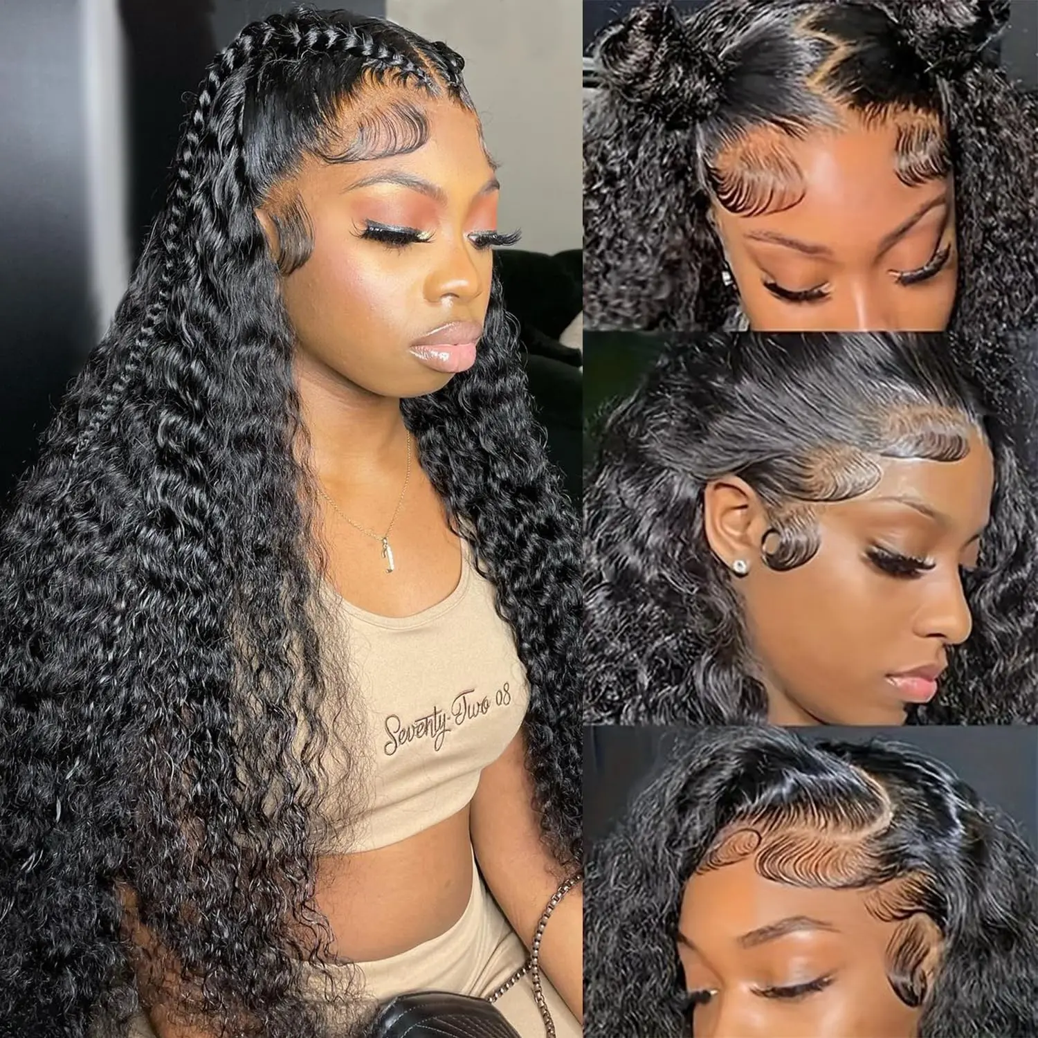 【Lemoda Outlets Deals】Lemoda Outlet Deals 13x4 Water Wave Wigs for Black Women Human Hair Lace Front Wigs Pre Plucked with Baby Hair Wet and Wavy Brazilian Virgin Curly HD Lace Frontal Wig 180 Density summerwins