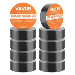 VEVOR Deck Joist Tape, 2 inch x 50 ft, 10 Pack, Weather-Resistant Waterproof Flashing Butyl Joist Tape for Decking, Self-Adhesive, for Wood Decks, Beams Roofs, RVs, House, and Pipes Repair, Black