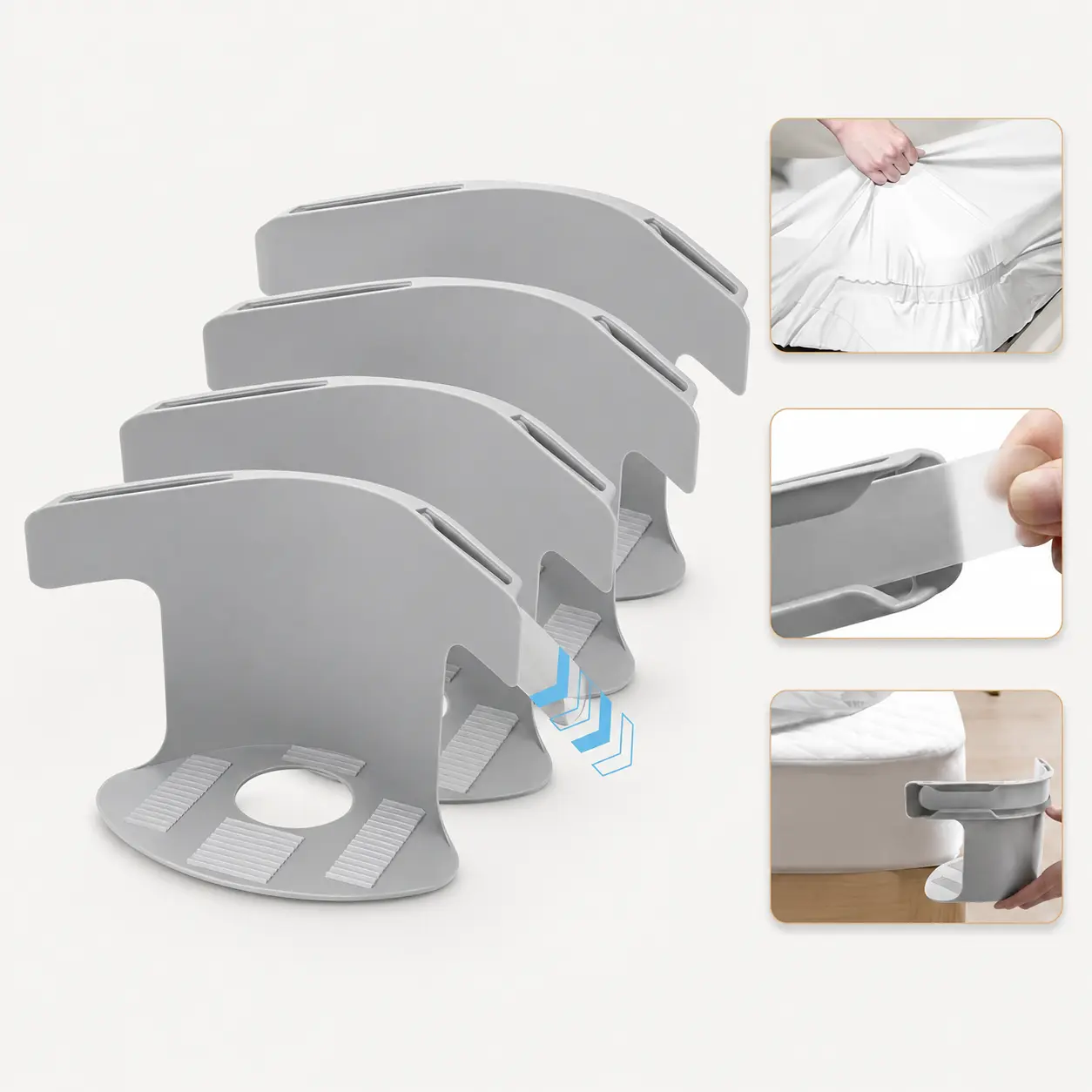 Lock Sheet Holders Set of 4, Heavy Duty Bed Sheet Holders with Fitted Sheet Straps, Keep Sheets Firm & Tight, Corner Fitted for All Mattress Sizes Bedsheet Clip Durable Bedding Accessories