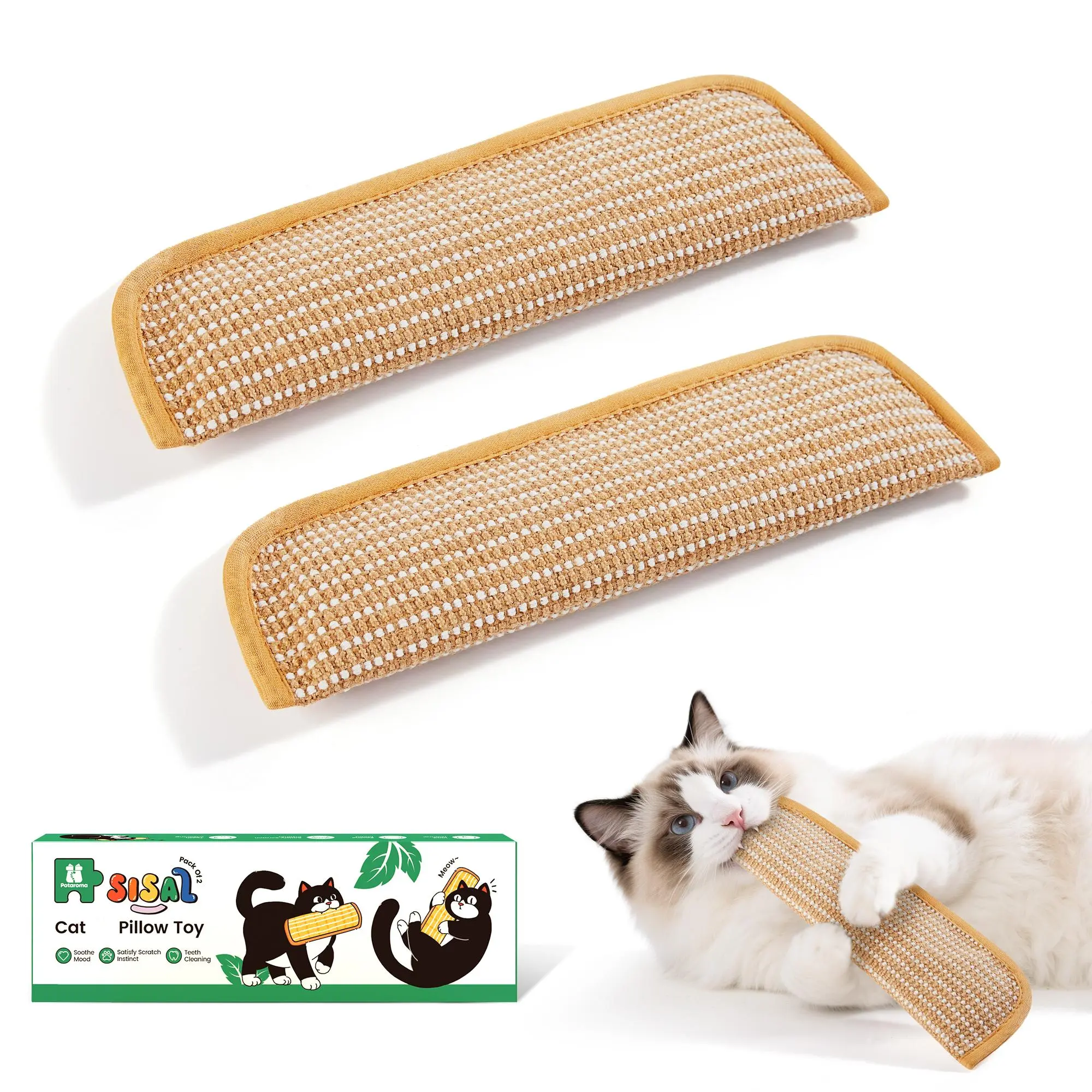 Potaroma Cat Toys Pack of 2, Soft Sisal Material Indoor Kitten Scratching and Kicker Toys, Drives Bored Cats Crazy with Fun Interactive Chew #SummerVibes #petlovers