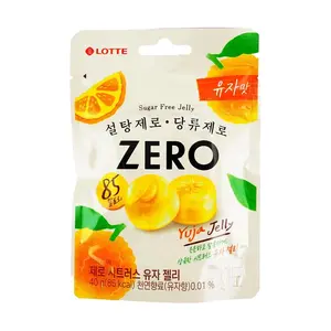 LOTTE Korea Zero Sugar Yuzu Jelly Candy 40g Low Calorie Low Fat Citrus Flavor