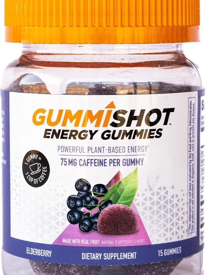 GummiShot Energy Gummies Long Lasting Energy Boosters, Elderberry (15ct)