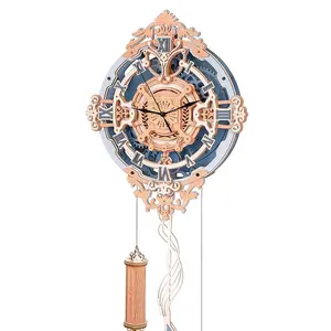 【self-assembly puzzle】ROKR Romantic Note Wall Clock Mechanical Gear 3D Wooden Puzzle LC701, Mechanical Building Model Kits DIY Romance Wall Clock Hobbies for Adults, Home Decor Gifts for Teens
