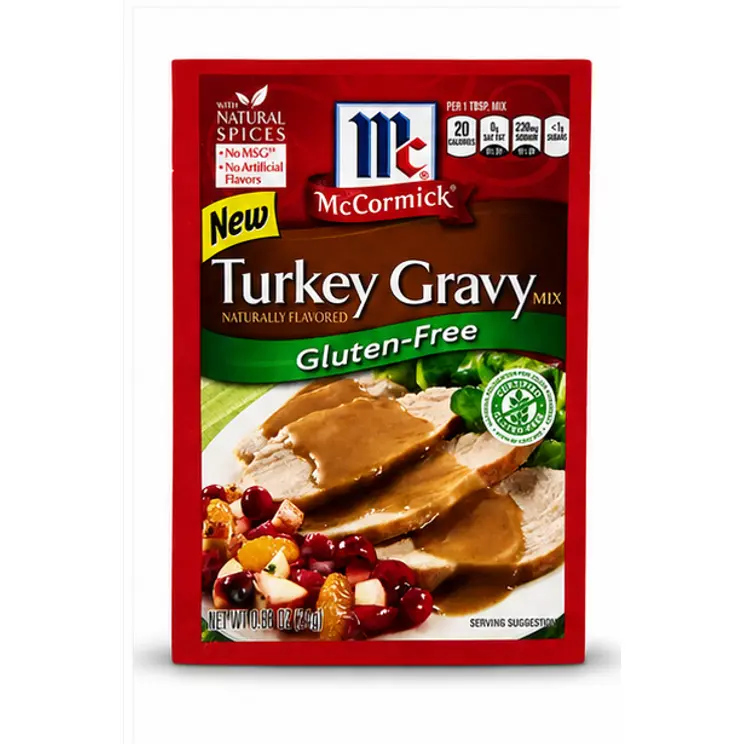 McCormick Gluten-Free Turkey Gravy Mix Seasoning Packet, 0.88 oz - Gluten-Free Formula, Onion-Infused Rich Flavor, Made with Maltodextrin & Rice Flour, Ambient Storage Staple, Versatile Use Cooking Essential