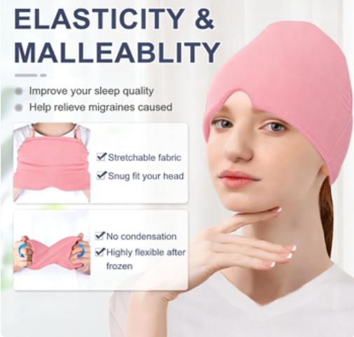 Migraine Headache Relief Cap, Gel lce Head Wrap For Tension And Stress Relief.Suitable For Home Breaks, Before Sleep, Office