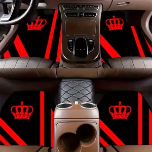 4pcs Crown Stripe Car Mats, Floor Mats for Car, Universal Fit Tesla Truck Suv Sedan, Durable Polyester Interior Accessories, Car Accessory, Perfect Gift for Men Women