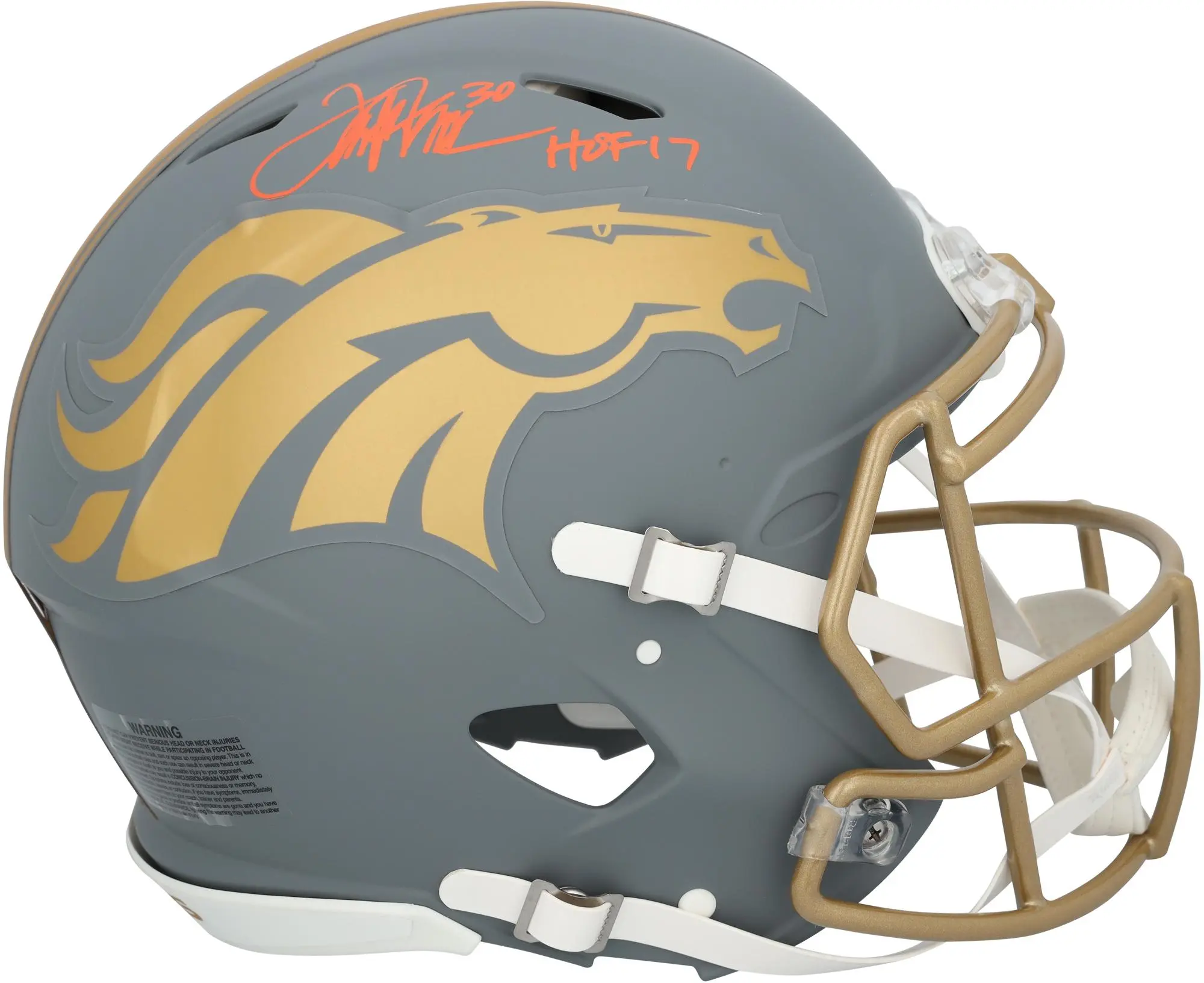 Terrell Davis Denver Broncos Autographed Riddell Slate Speed Authentic Helmet with "HOF 17" Inscription - Fanatics Authentic Certified