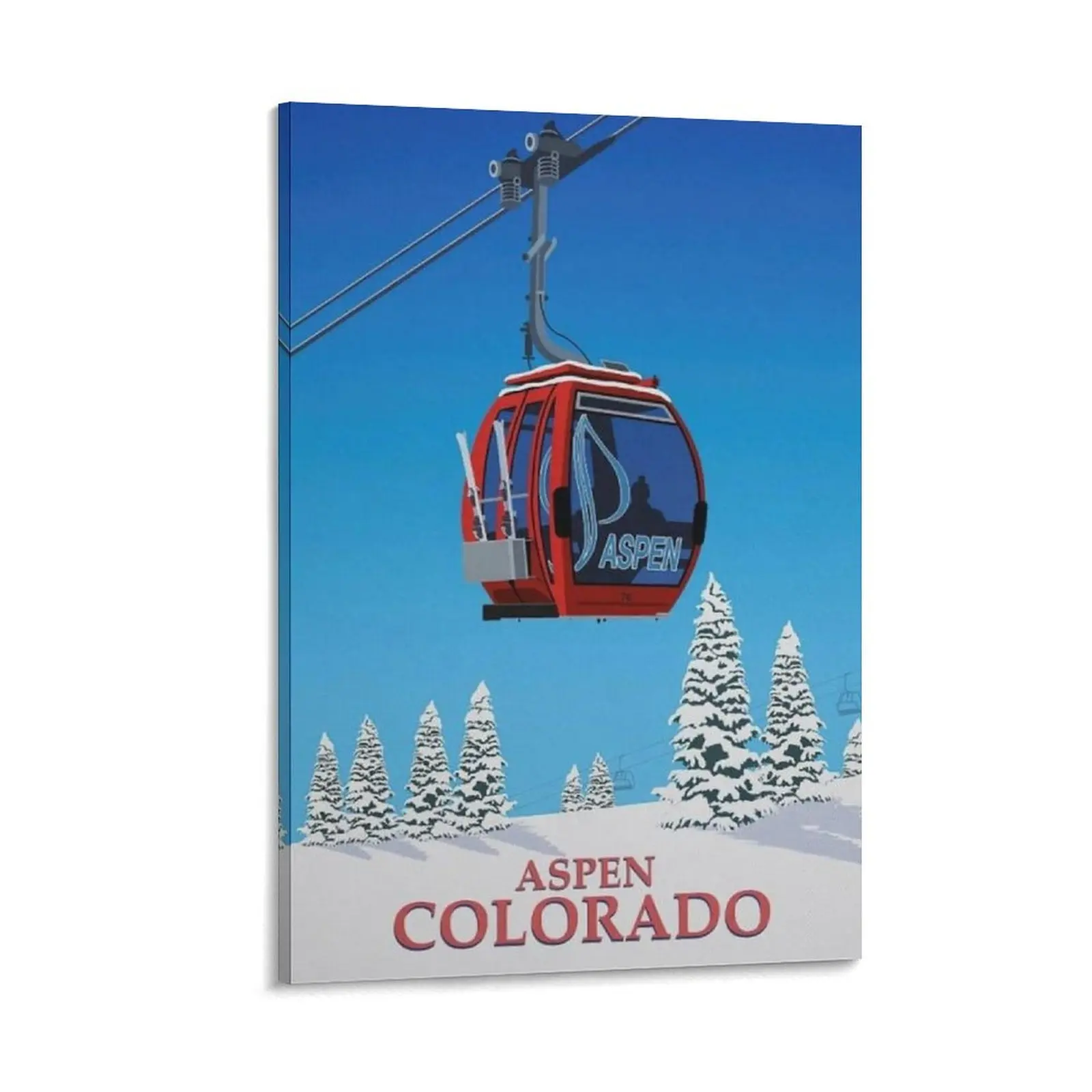 Colorado Vintage Aspen Ski Resorts Travel Posters Snow Tree Cable Car Wall Art Canvas Modern Posters Canvas Poster Bedroom Decor Sports Landscape Office Room Decor Gift Frames Ornaments Decoration Artistic