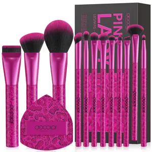 12-Piece Makeup Brush Set with Sponge & Powder Puff, All-in-One Makeup Brushes Set, Cosmetic Brush Set, Face Makeup Brushes, Complete Makeup Kit for Foundation, Concealer, Eyeshadow, Contouring, Professional Makeup Tools, The Gift for Beauty Lovers