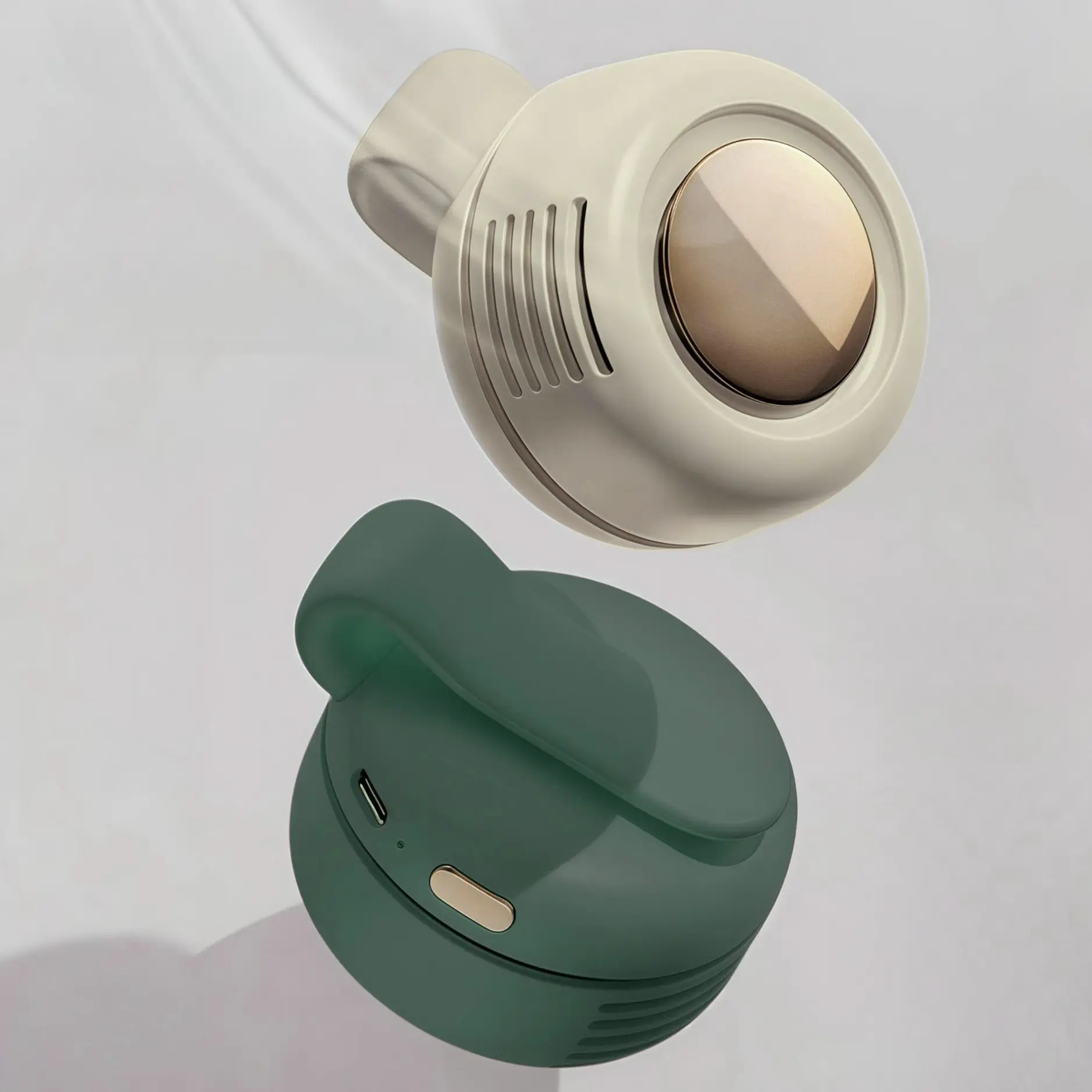 Portable small fan button type, Small lazy hand-held leafless rechargeable electric fan with hanging neck, Summer fan, USB Handheld Fan, Rechargeable Personal Fan, Rechargeable Cooling Fan, Mini Fan, suitable for gifts.