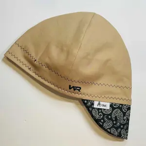 Black Bandana Print Welding Cap, Deep Crown