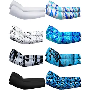8 Pairs Camouflage Cooling Arm Sleeves – UPF 50+ UV Protection Compression Sleeves for Sports & Outdoor Activities