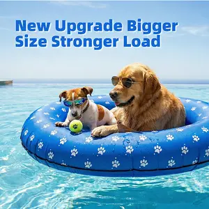 [Upgraded Weight Support]Dono Dog Float Raft - Large Bone Blue Inflatable Swimming Float for Summer, Portable Pool Floaters with Sturdy Fabric Covering, Cute Cooling Toys for Small Medium Large Dogs