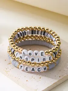 New Graduation Season Soft Clay Beaded Letter Elastic Wristband, Teacher's Day Love Beaded Bracelet Gift, Fashionable Hand Jewelry