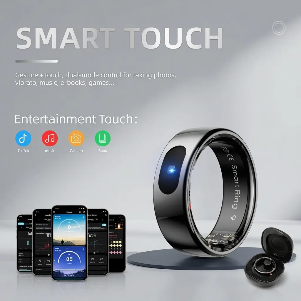 R08 Smart Ring 5ATM Waterproof Fitness Tracker Ring with Sleep Tracking, Activity Tracking, Heart Rate Monitoring and Smart Functions