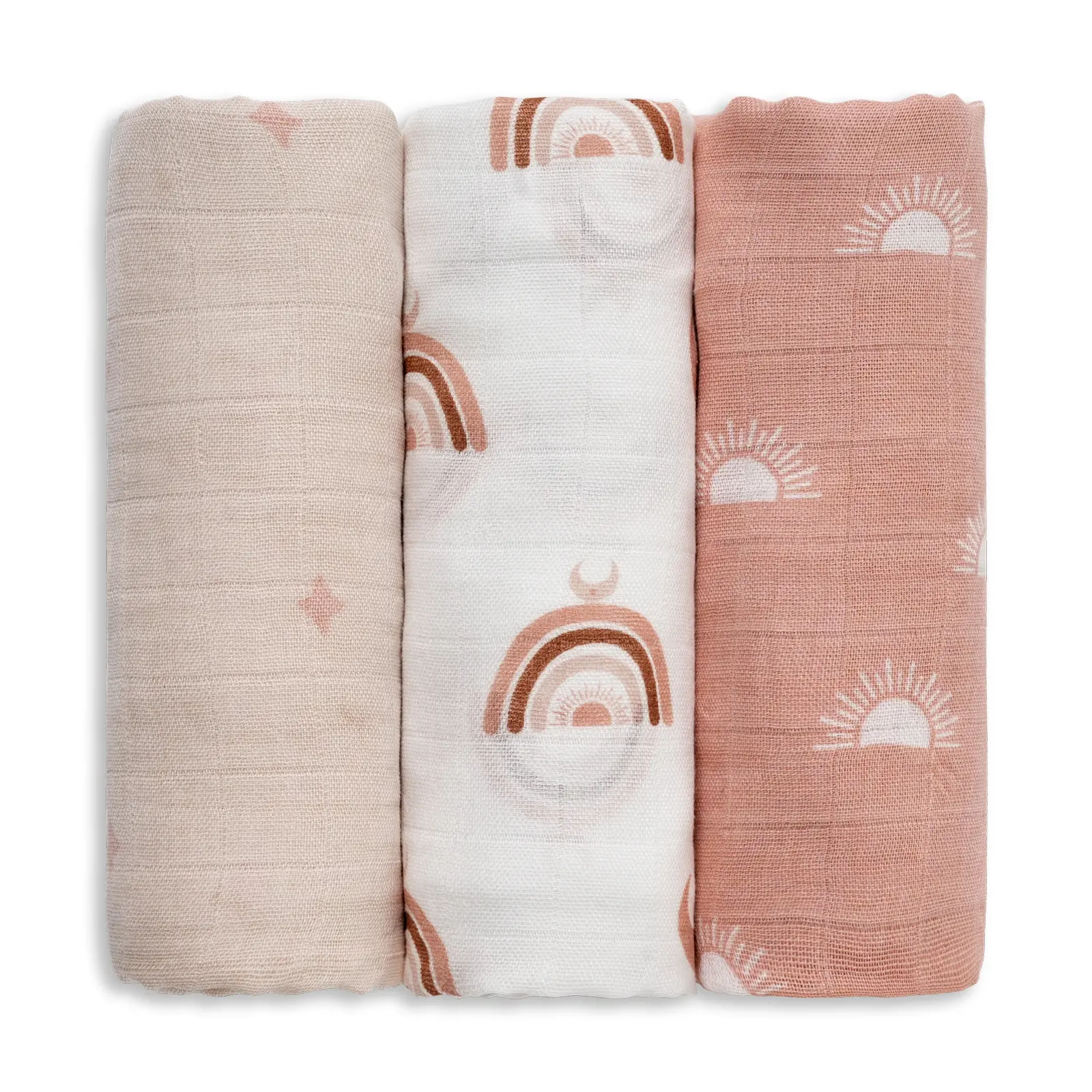 3-Pack Receiving Blanket Set, Unisex Muslin Swaddle for Boys Girls, Breathable Soft Cotton Material, Ideal for Newborns Infants, Soft Bedding