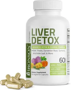 Liver Detox Detox & Cleansing Formula Supports Health Liver Function with Milk Thistle, Dandelion Root, Artichoke Leaf & More, Non-GMO, 60 Capsules