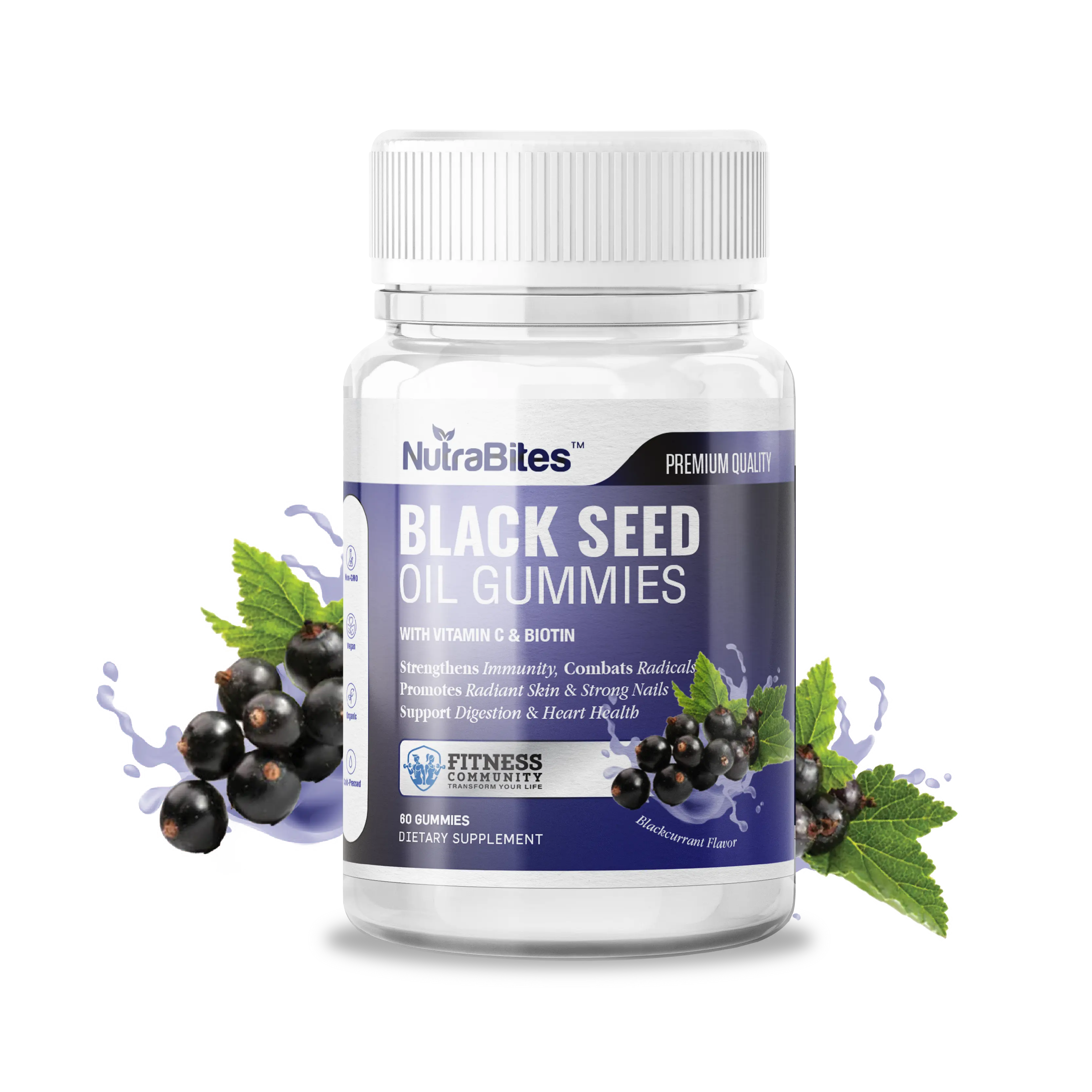 NutraBites Black Seed Oil Gummies with Nigella Sativa for Immune Support Digestive & Skin Health Cold-Pressed Vegan Supplement 1000mg Per Serving - Healthcare