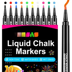 Liquid Chalk Markers for Acrylic Fridge Calendar Planning Board, Clear Glass Dry Erase Board, Whiteboard, Window, Mirror, Easy Wet Erase,1mm Fine Points (10 COLORS)